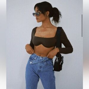 Princess Polly Brown Crop Long Sleeve